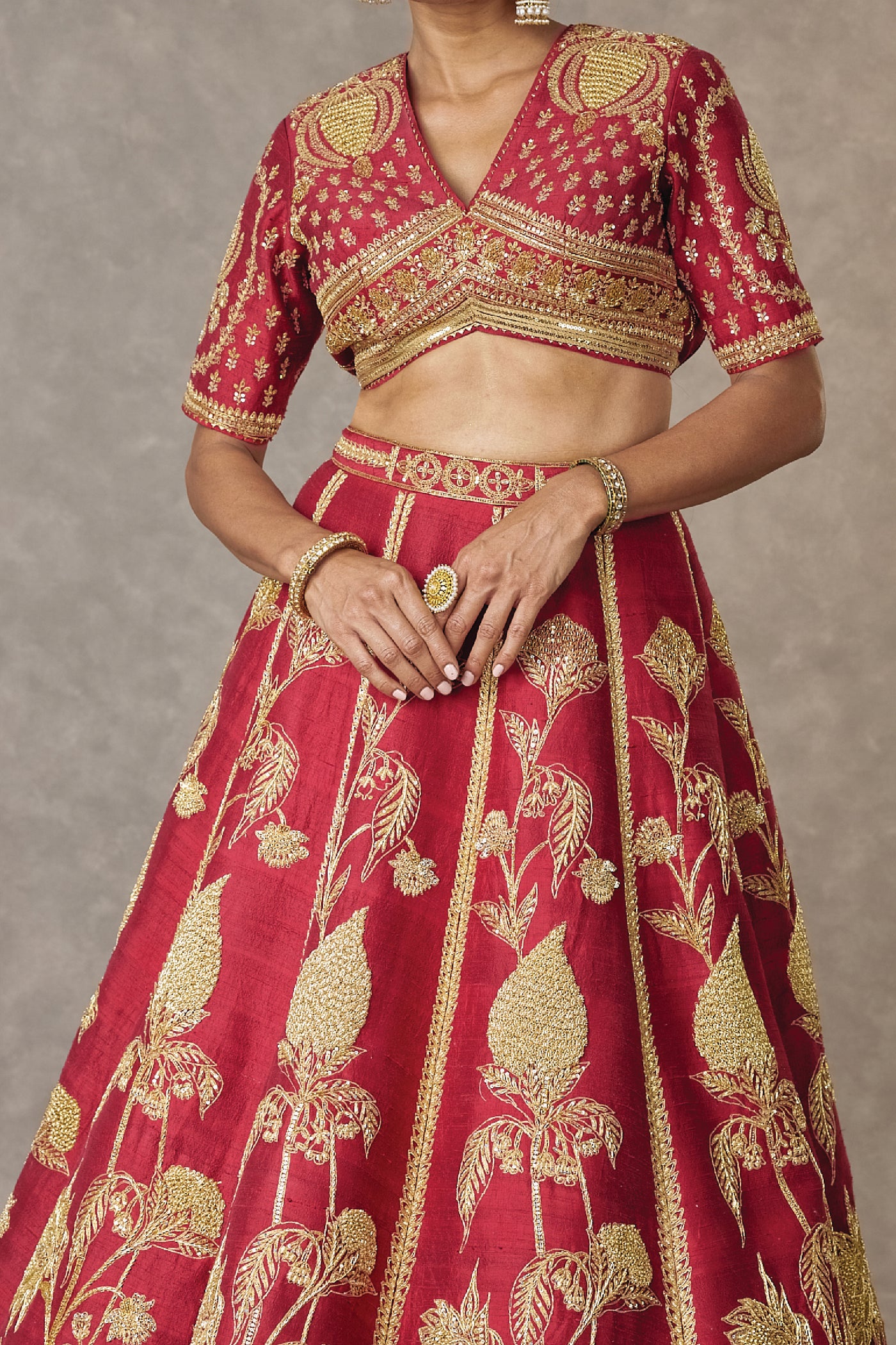 Masaba Maroon 'Anar-Phool' Lehenga Set indian designer wear online shopping melange singapore