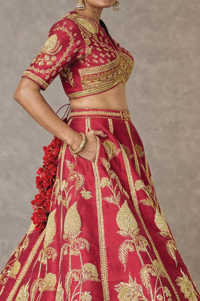 Masaba Maroon 'Anar-Phool' Lehenga Set indian designer wear online shopping melange singapore