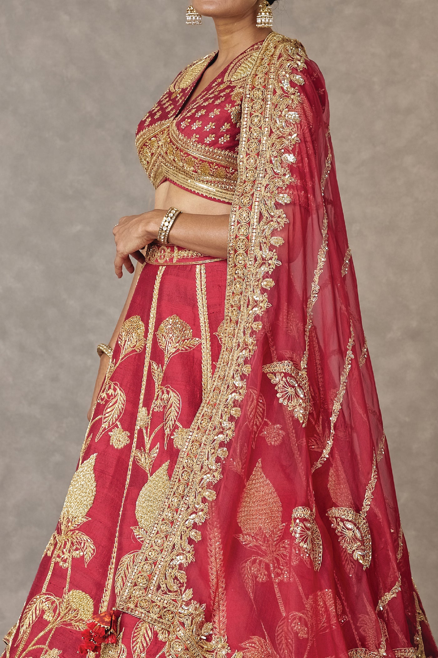 Masaba Maroon 'Anar-Phool' Lehenga Set indian designer wear online shopping melange singapore