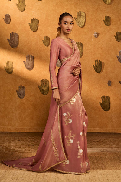 Masaba Mauve Moon Garden Tissue Saree indian designer wear online shopping melange singapore 