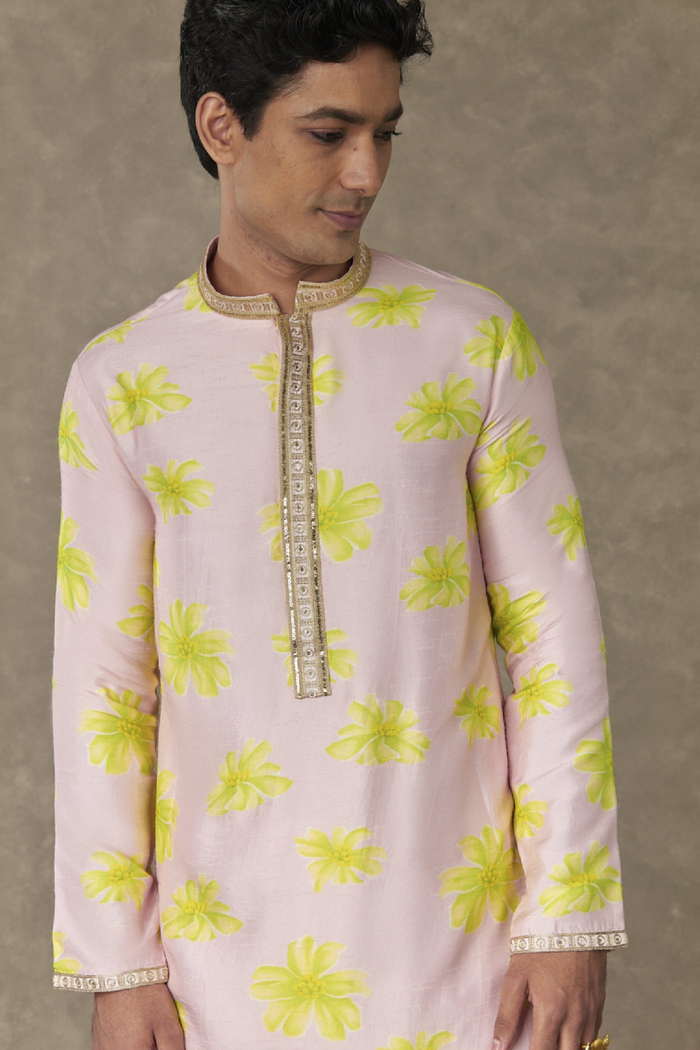 Masaba Menswear Baby Pink Parijat Kurta indian designer wear online shopping melange singapore