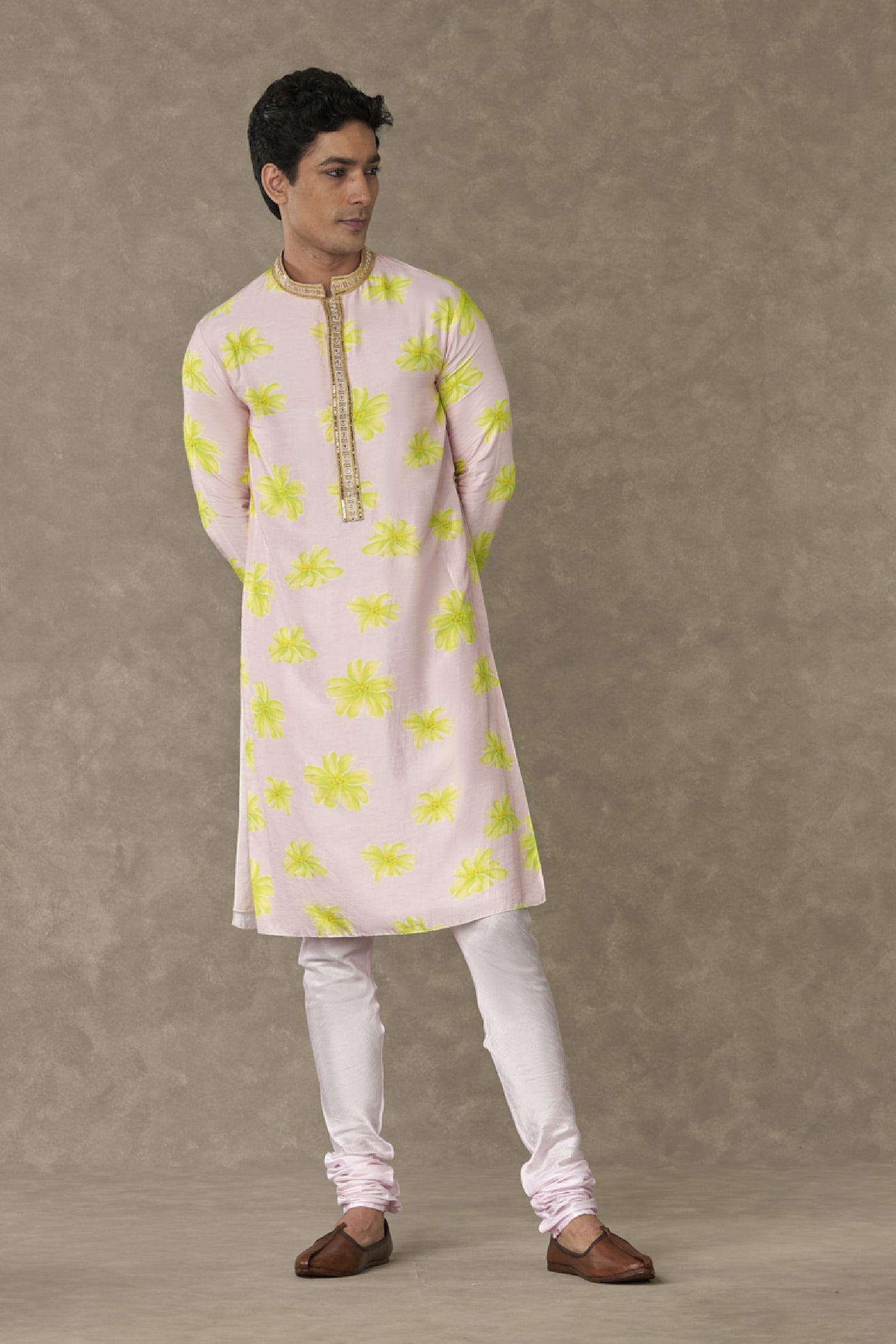 Masaba Menswear Baby Pink Parijat Kurta indian designer wear online shopping melange singapore