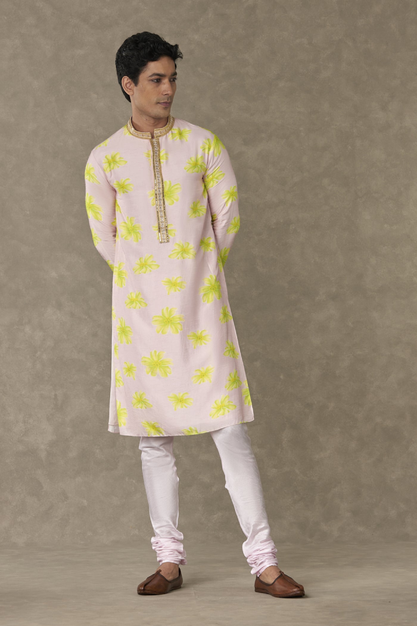 Masaba Menswear Baby Pink Parijat Kurta Set indian designer wear online shopping melange singapore
