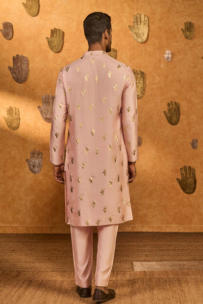 Masaba Menswear Baby Pink Whispering Leaf Kurta Set indian designer wear online shopping melange singapore 