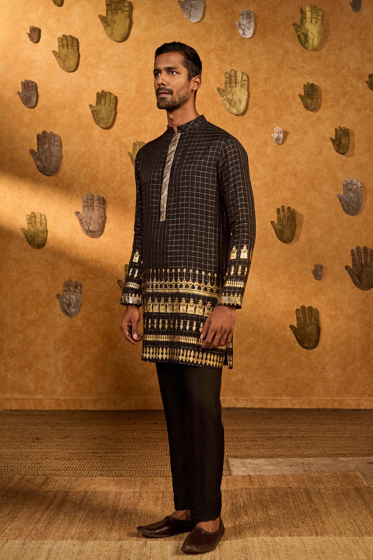 Masaba Menswear Black Midas Touch Kurta Set indian designer wear online shopping melange singapore 