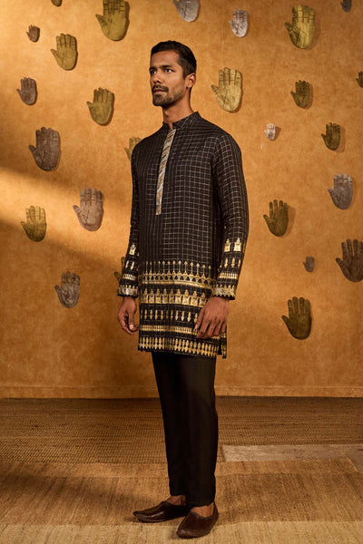 Masaba Menswear Black Midas Touch Kurta Set indian designer wear online shopping melange singapore 