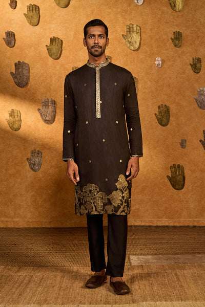 Masaba Menswear Black Zen Kurta Set indian designer wear online shopping melange singapore 