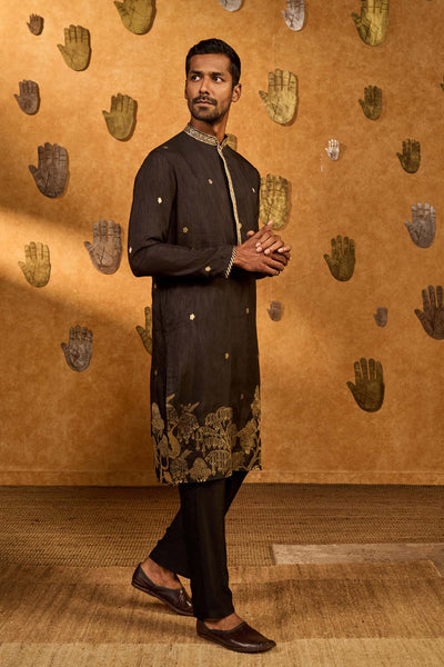 Masaba Menswear Black Zen Kurta Set indian designer wear online shopping melange singapore 