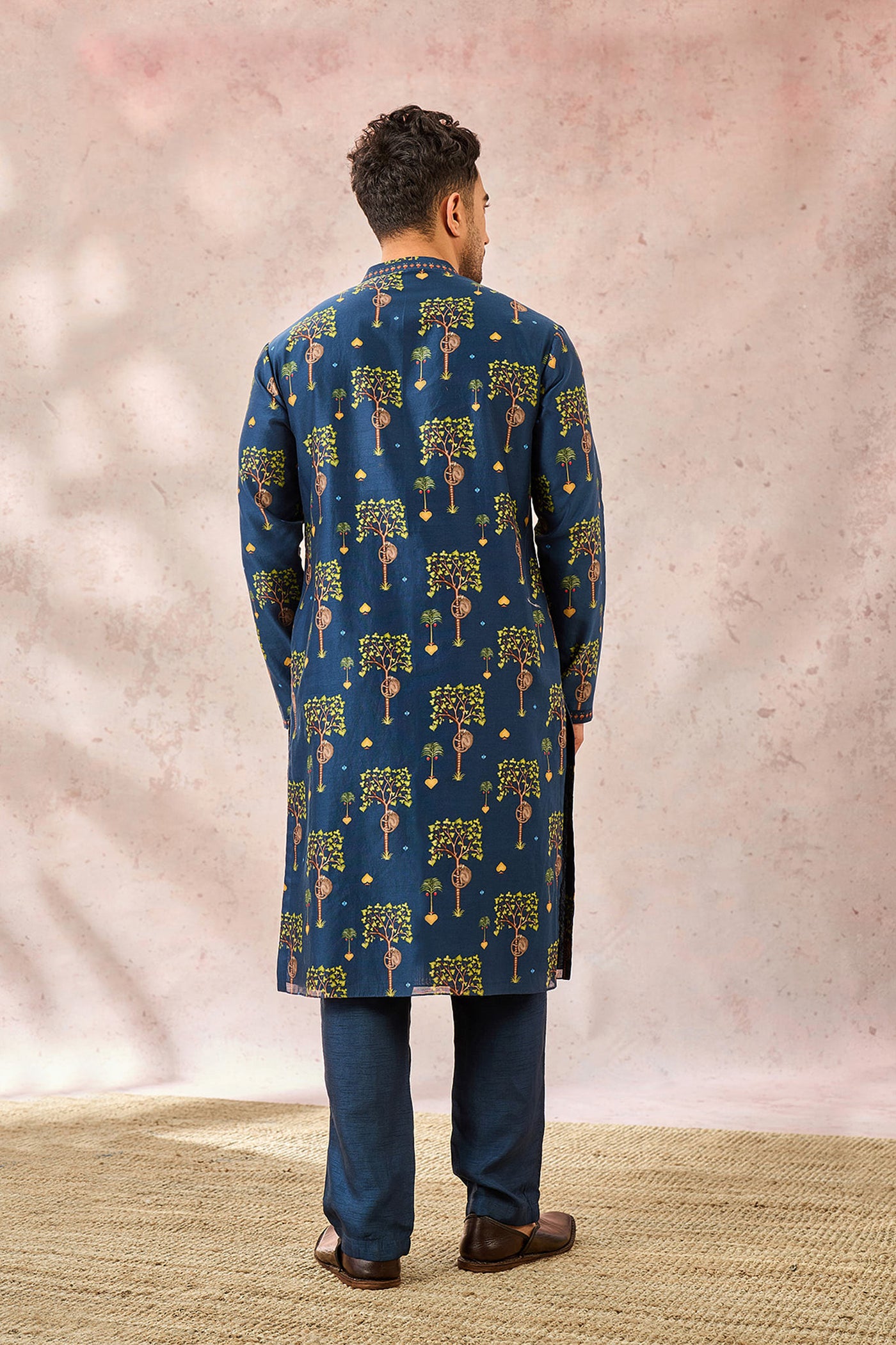 Masaba Menswear Indigo Wildscape Menswear Kurta indian designer wear online shopping melange singapore
