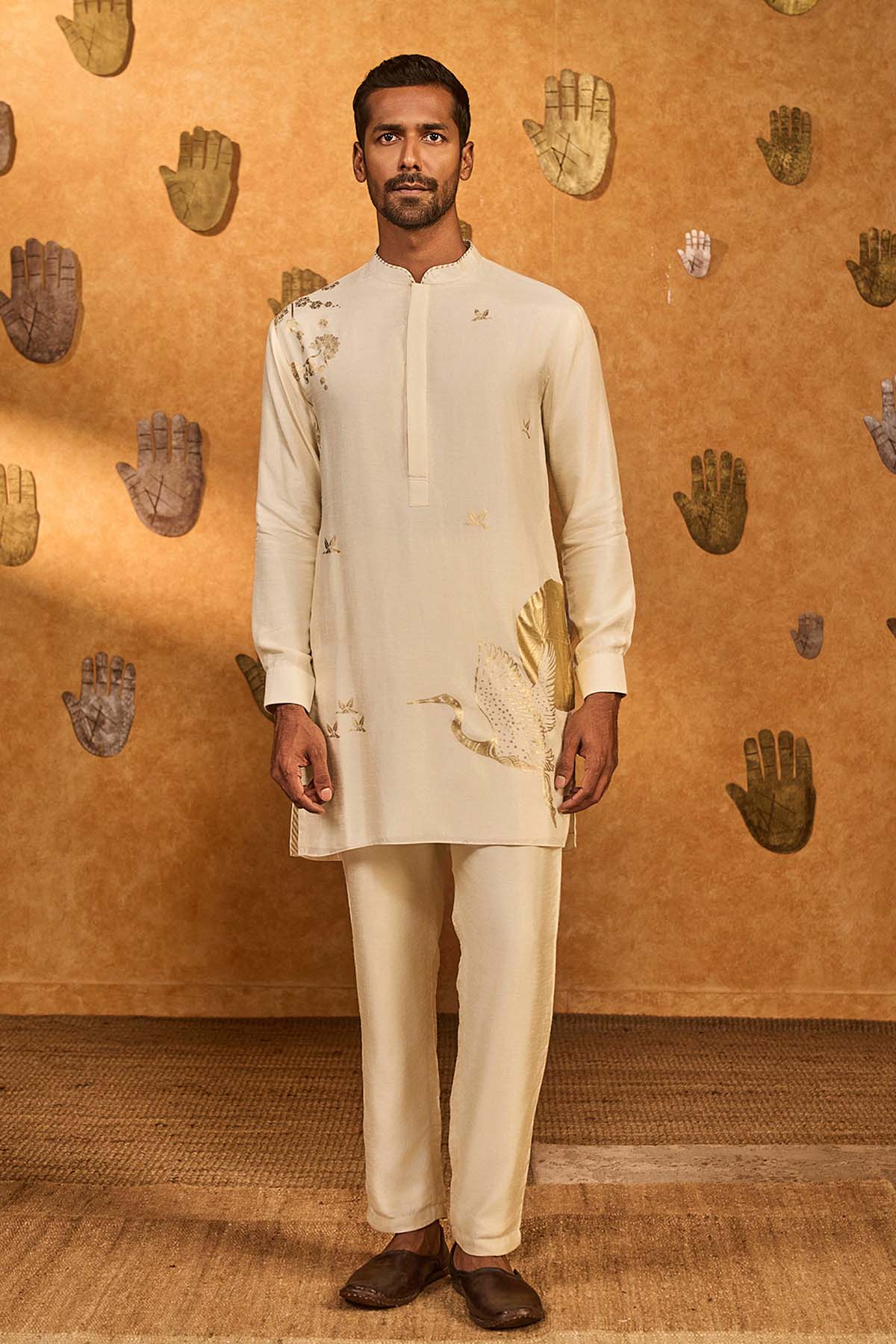 Masaba Menswear Ivory Crane Dawn Kurta Set indian designer wear online shopping melange singapore 