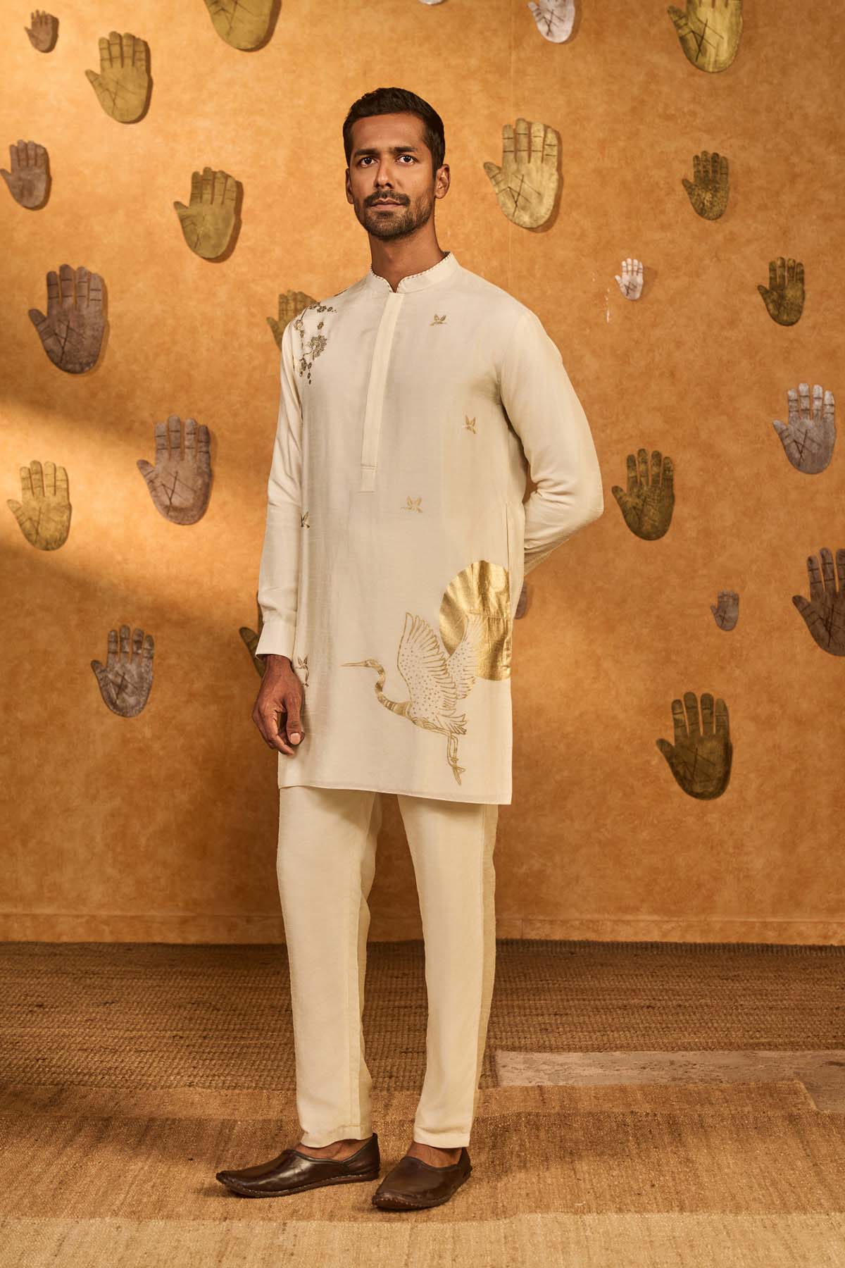 Masaba Menswear Ivory Crane Dawn Kurta Set indian designer wear online shopping melange singapore 