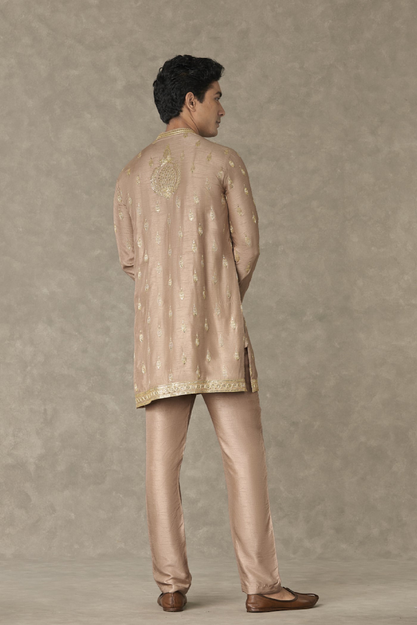 Masaba Menswear Oatmeal Paan-Phool Kurta indian designer wear online shopping melange singapore