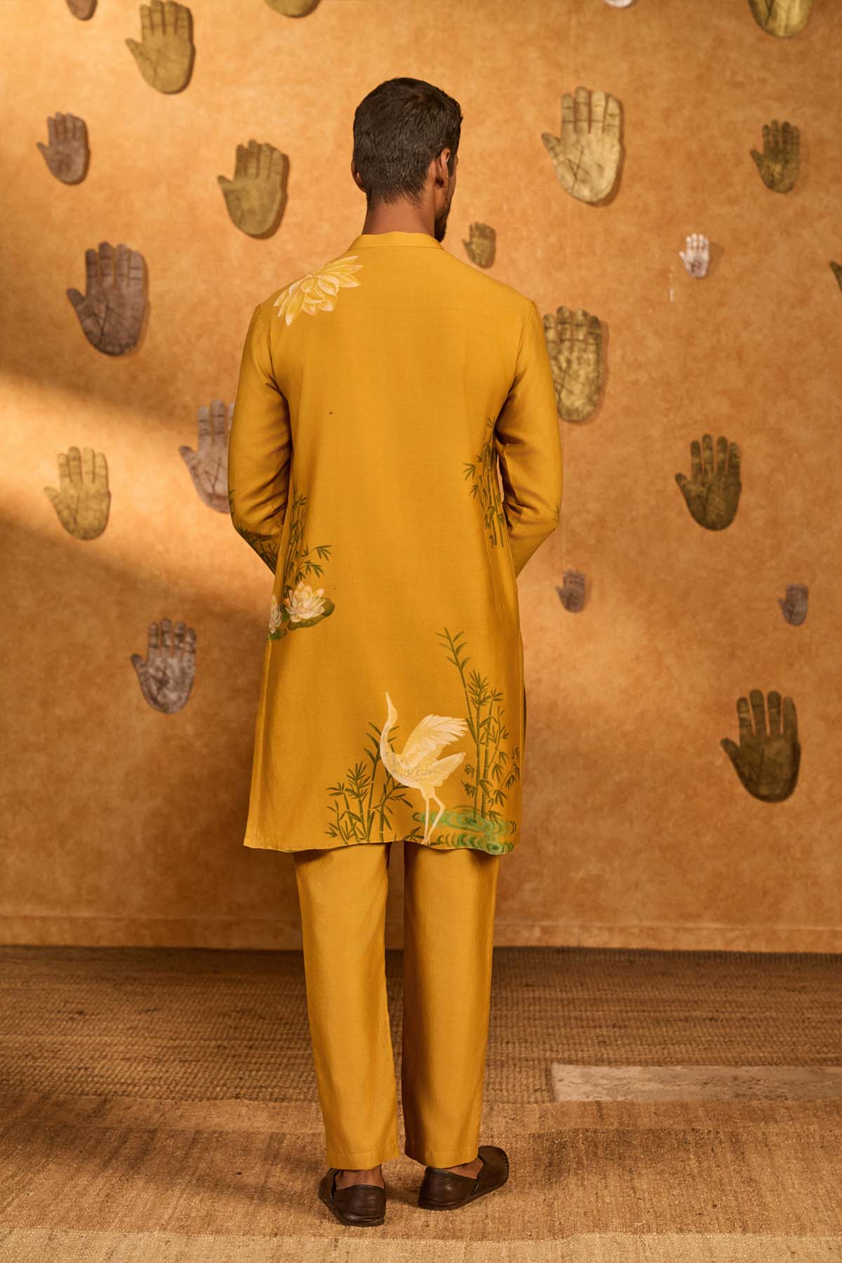Masaba Menswear Ochre Bamboo Grove Kurta Set indian designer wear online shopping melange singapore 
