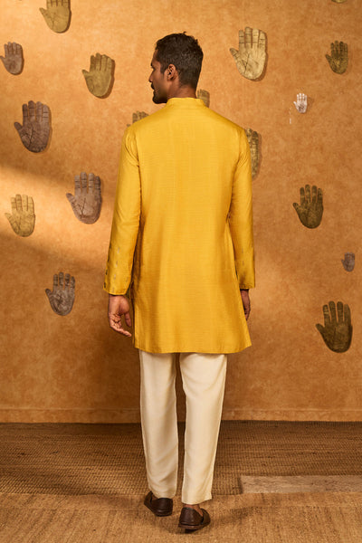 Masaba Menswear Ochre Trinklet And Pots Kurta Set indian designer wear online shopping melange singapore 
