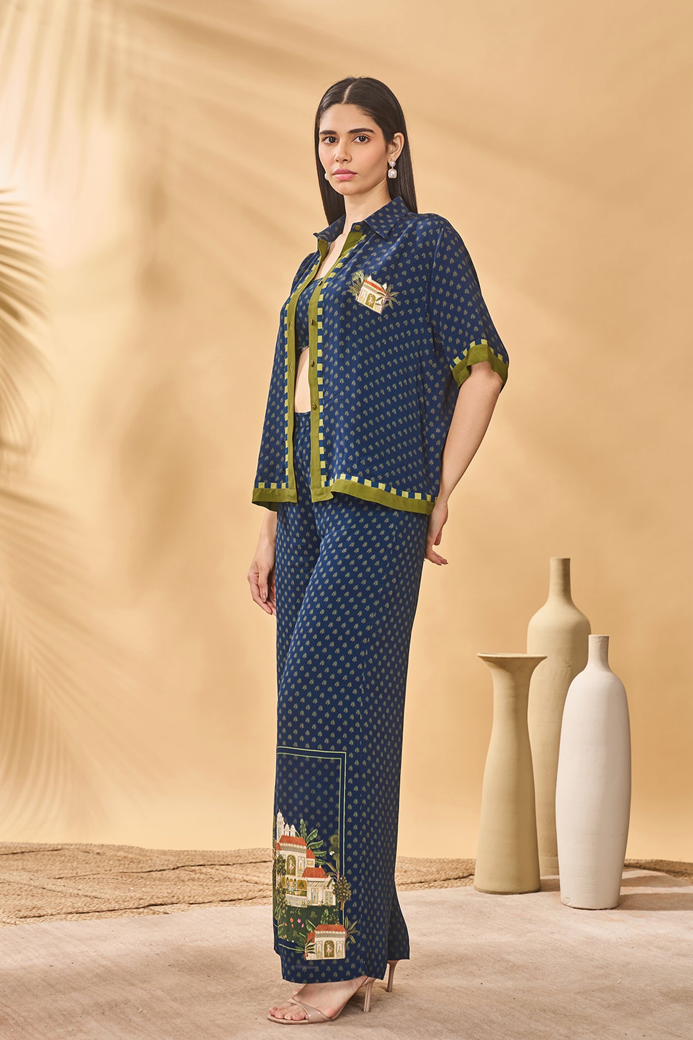 Masaba Midnight Holiday Home Shirt Trouser Set indian designer wear online shopping melange singapore