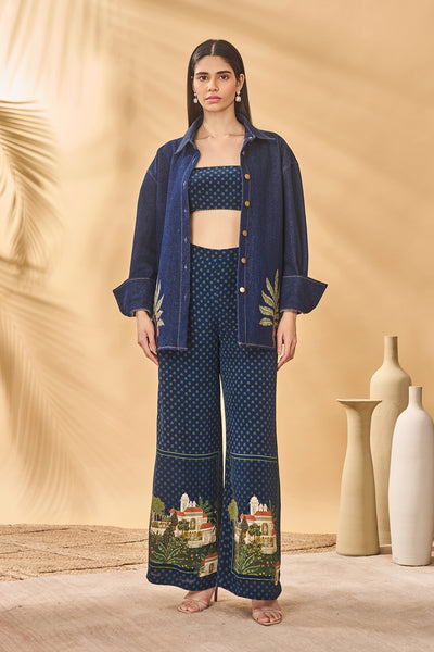 Masaba Midnight Trellis Palm Set indian designer wear online shopping melange singapore