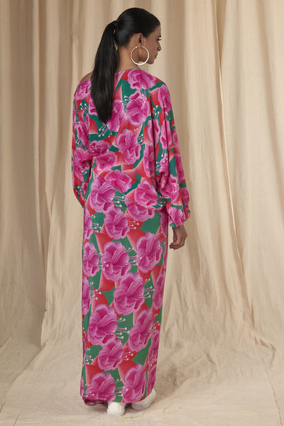 Masaba Miranda Sea Green Bloomerang One Shoulder Poncho with Drape Skirt Set indian designer wear online shopping