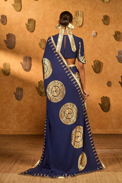 Masaba Mocha And Sapphire Moonfish Saree indian designer wear online shopping melange singapore 
