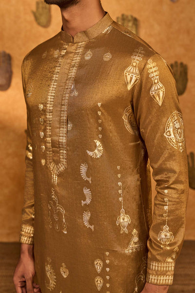 Masaba Menswear Mocha Folkstone Kurta Set indian designer wear online shopping melange singapore 