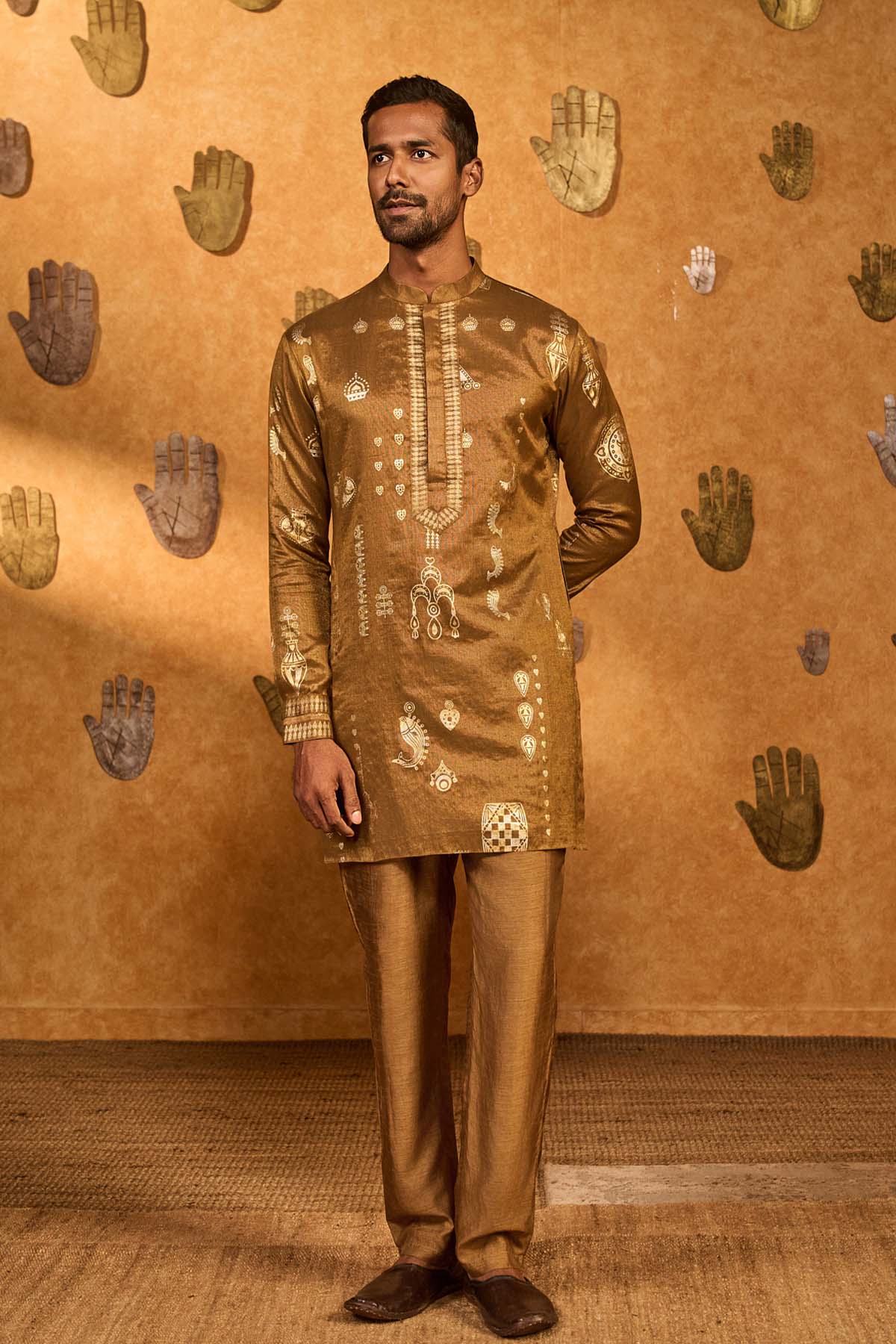 Masaba Menswear Mocha Folkstone Kurta Set indian designer wear online shopping melange singapore 