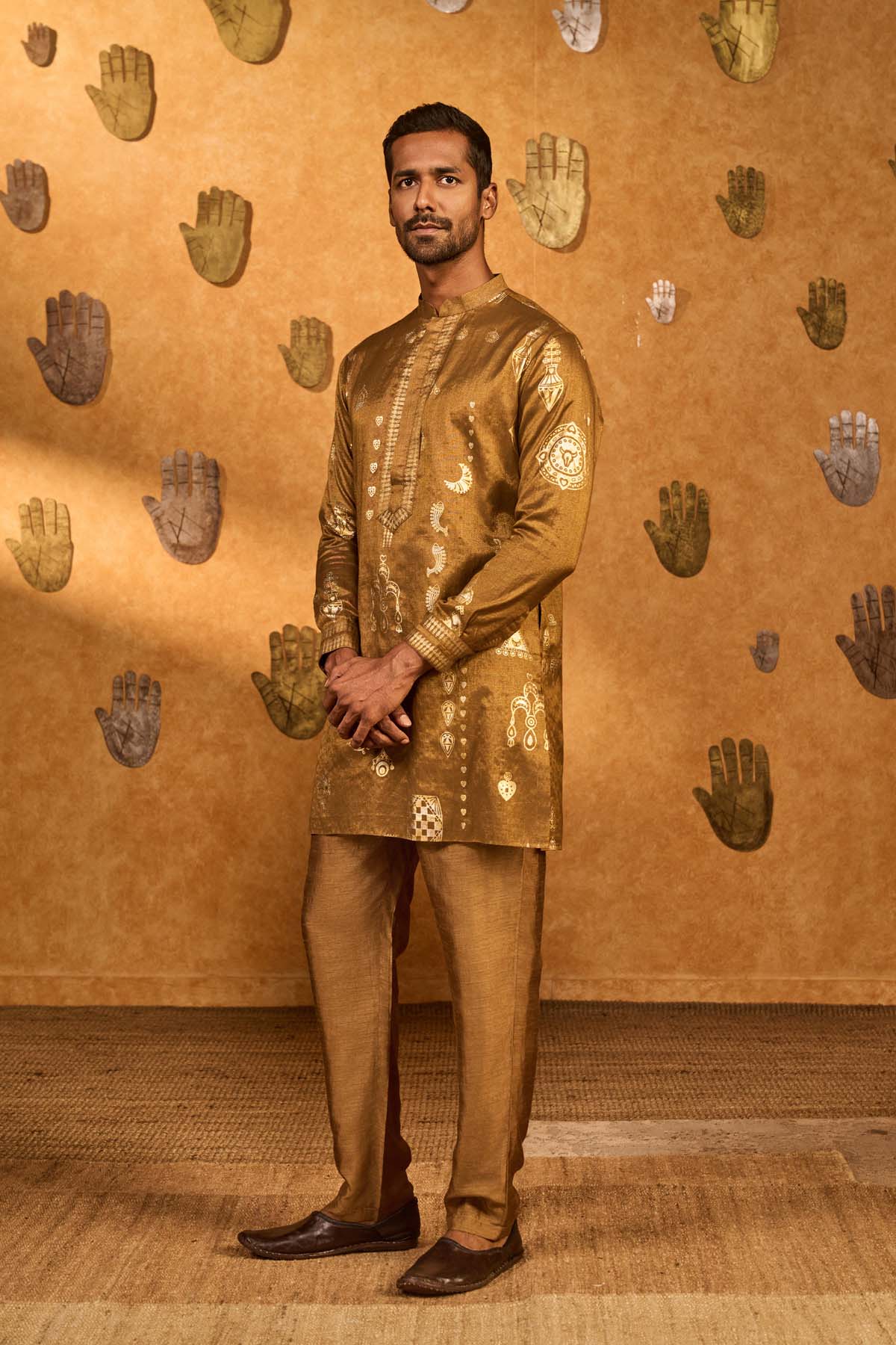 Masaba Menswear Mocha Folkstone Kurta Set indian designer wear online shopping melange singapore 