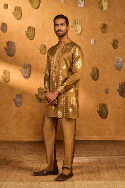 Masaba Menswear Mocha Folkstone Kurta Set indian designer wear online shopping melange singapore 