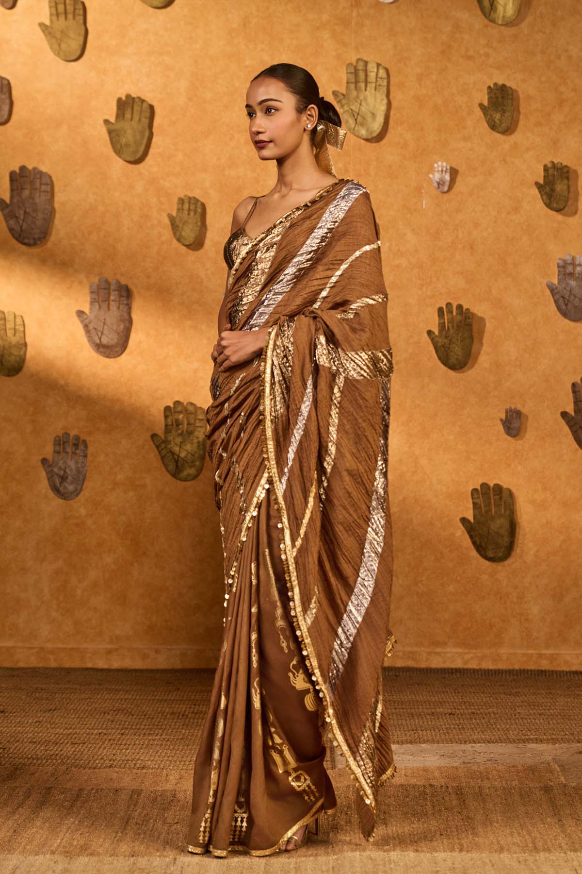 Masaba Mocha Lampi Saree indian designer wear online shopping melange singapore 