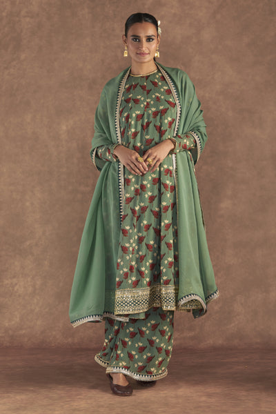 Masaba Moss Green Irisbud Culotte Set Indian designer wear online shopping melange singapore