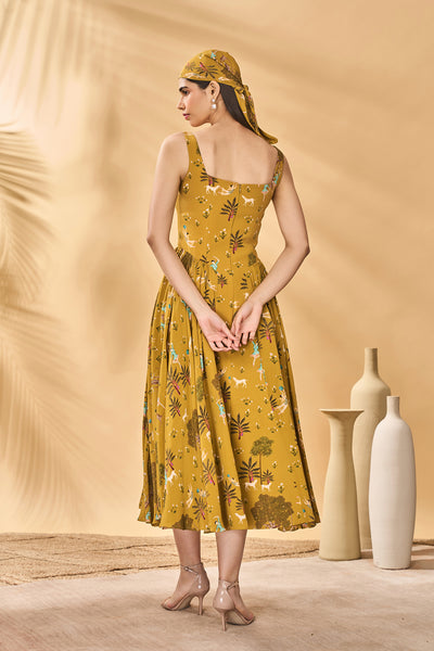 Masaba Mustard Pirouette Picnic Corset Dress indian designer wear online shopping melange singapore