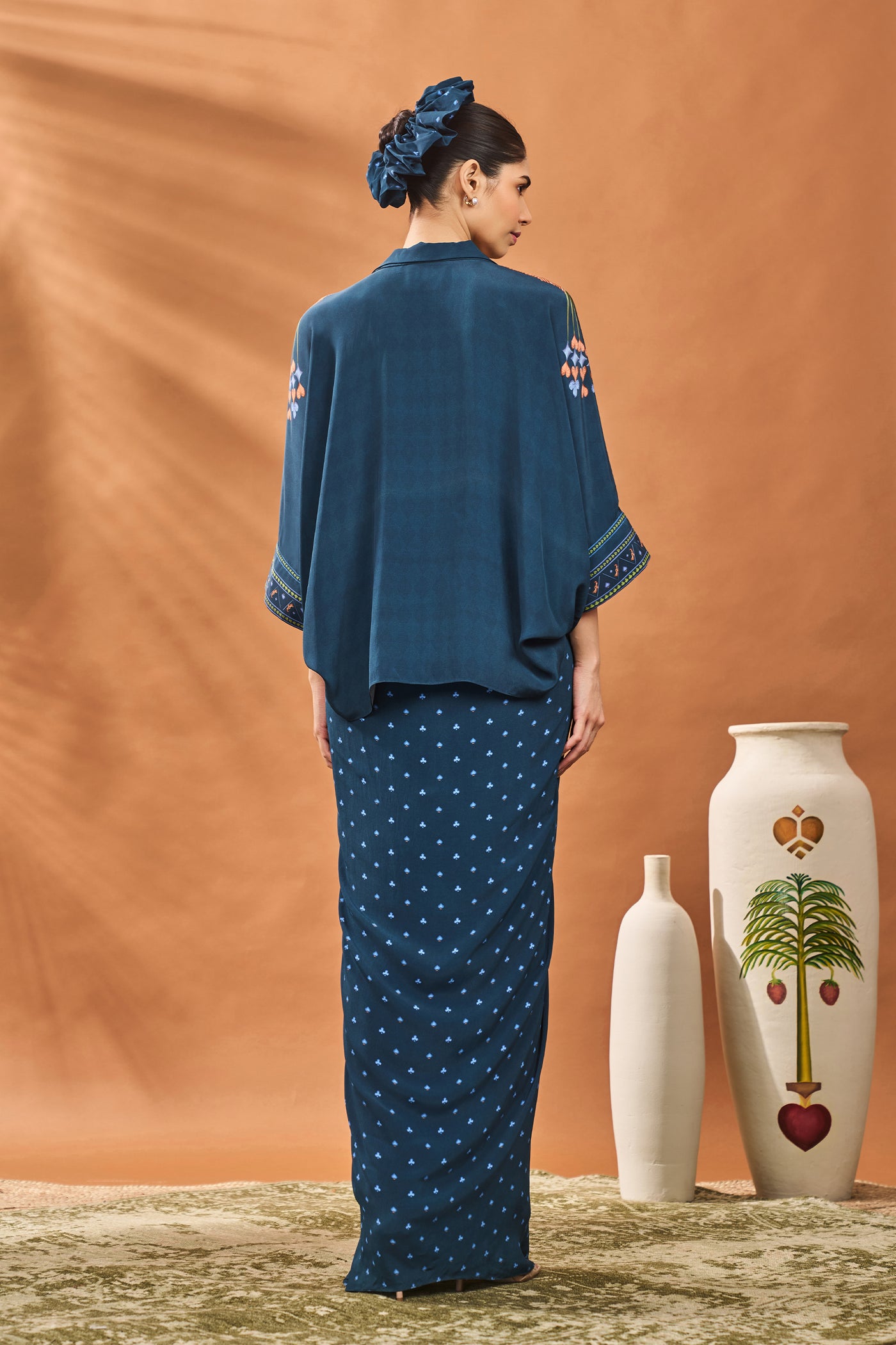 Masaba Navy All Fours Fusion Set indian designer wear online shopping melange singapore