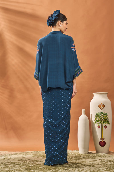 Masaba Navy All Fours Fusion Set indian designer wear online shopping melange singapore