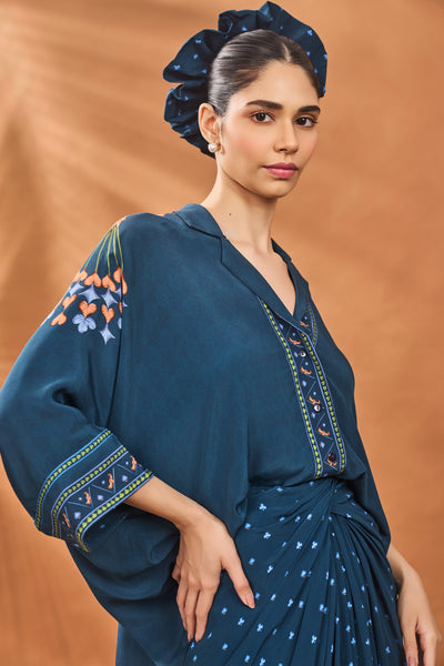 Masaba Navy All Fours Fusion Set indian designer wear online shopping melange singapore
