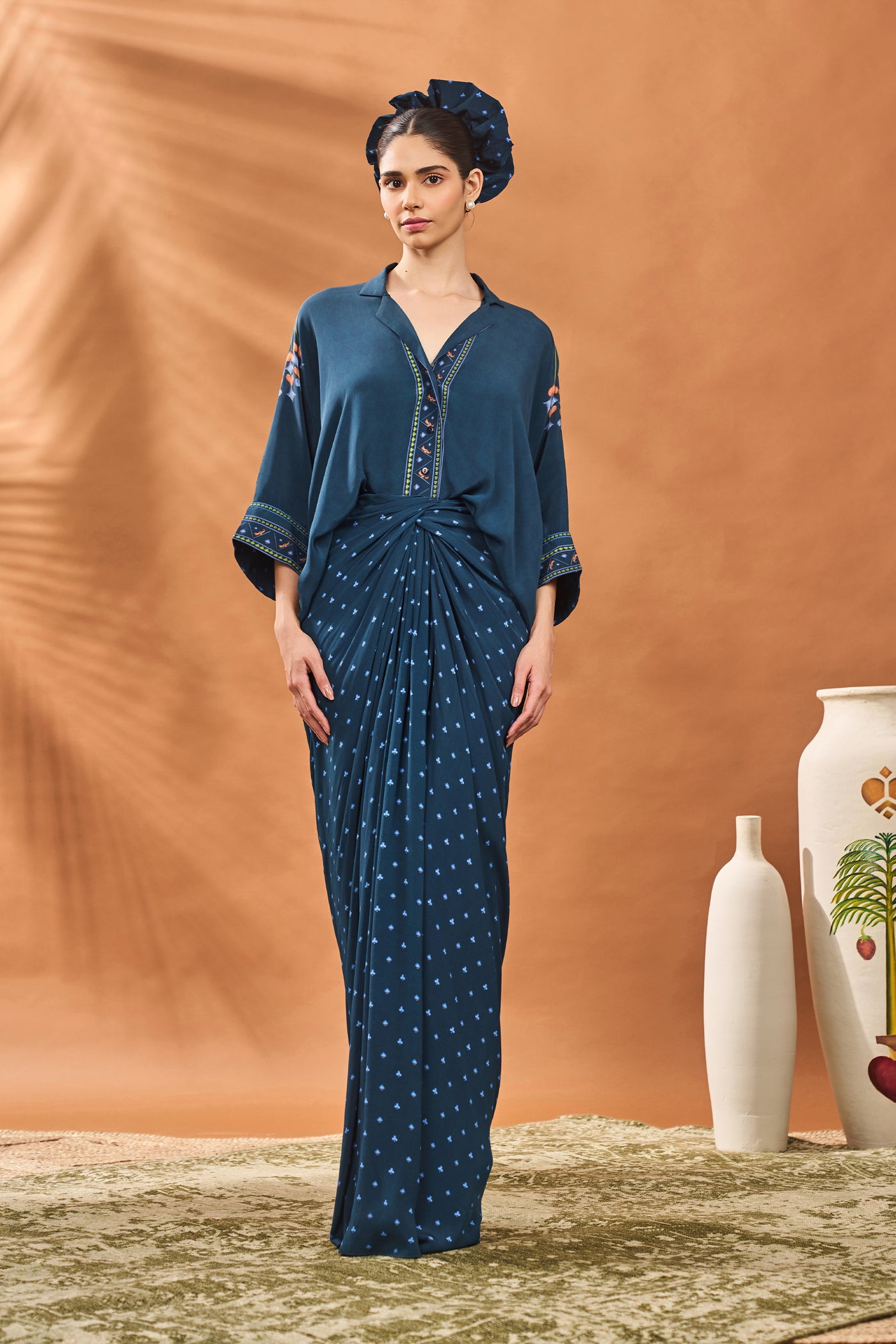 Masaba Navy All Fours Fusion Set indian designer wear online shopping melange singapore