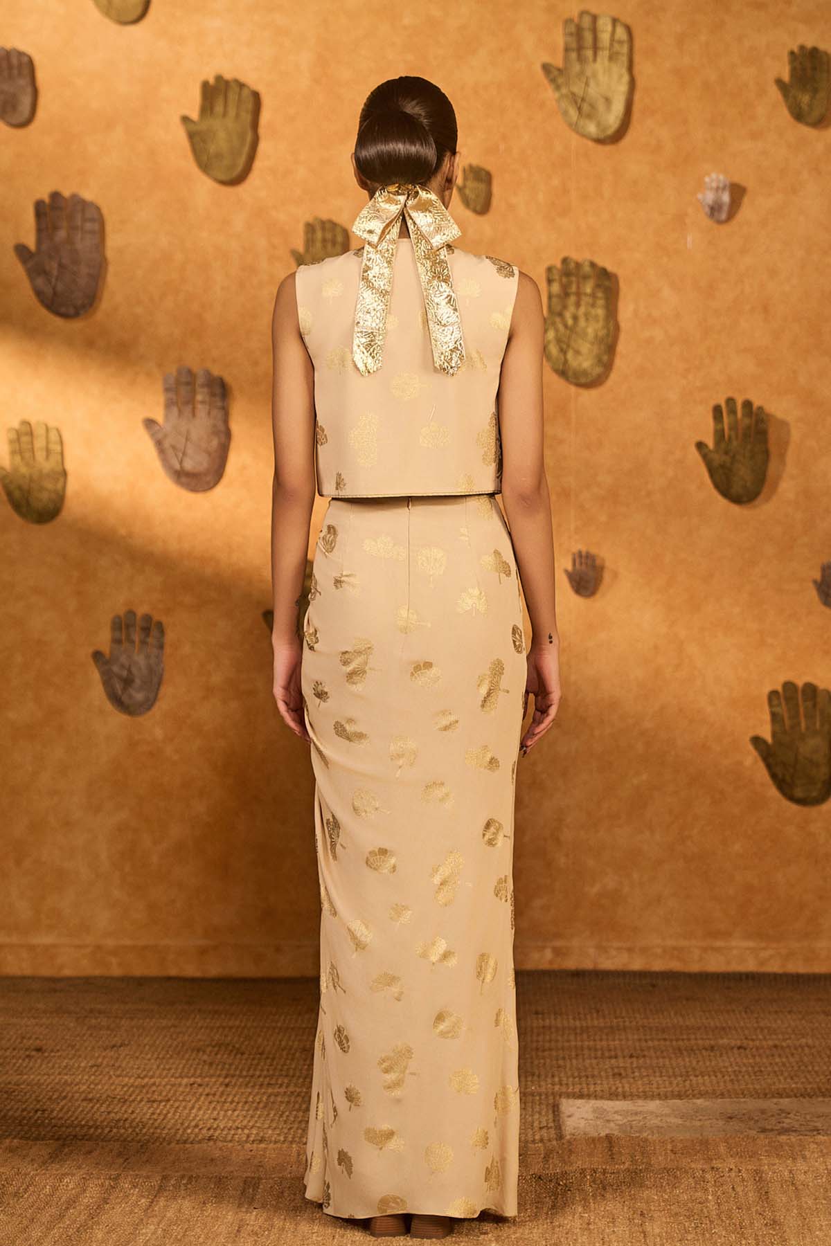 Masaba Oatmeal Windrose Fusion Set indian designer wear online shopping melange singapore 