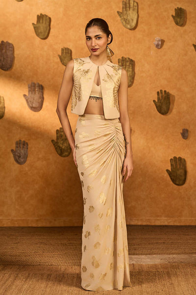 Masaba Oatmeal Windrose Fusion Set indian designer wear online shopping melange singapore 