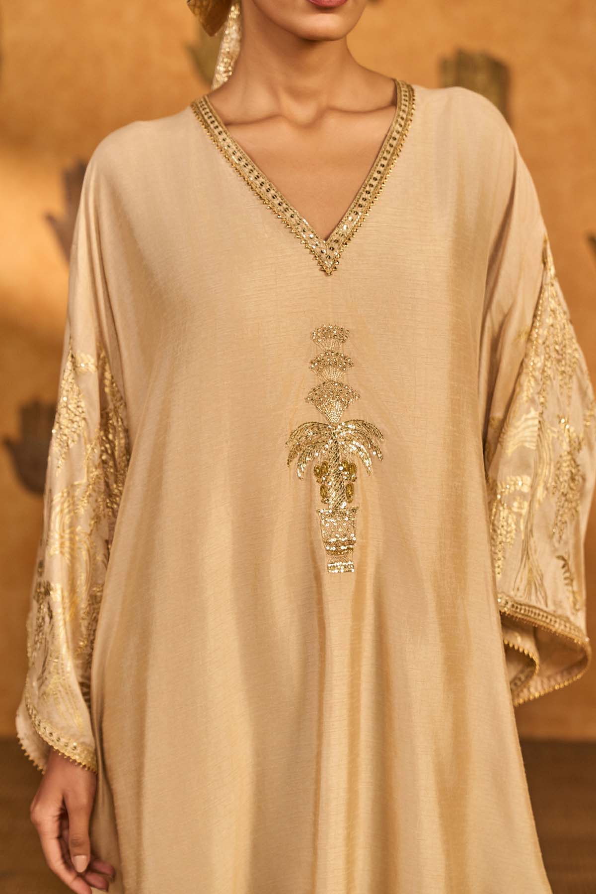 Masaba Oatmeal Zen Garden Kaftan indian designer wear online shopping melange singapore 

