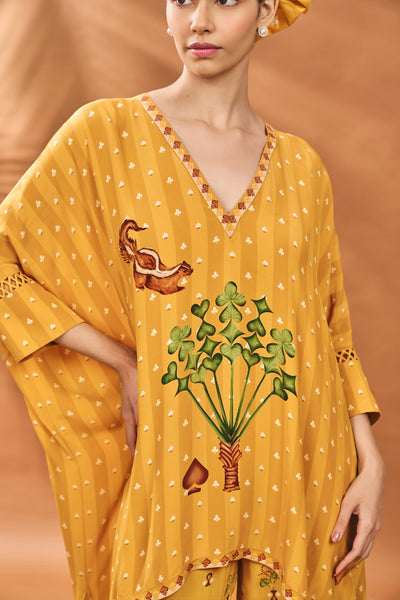 Masaba Ochre Spade Blossom Fusion Set indian designer wear online shopping melange singapore