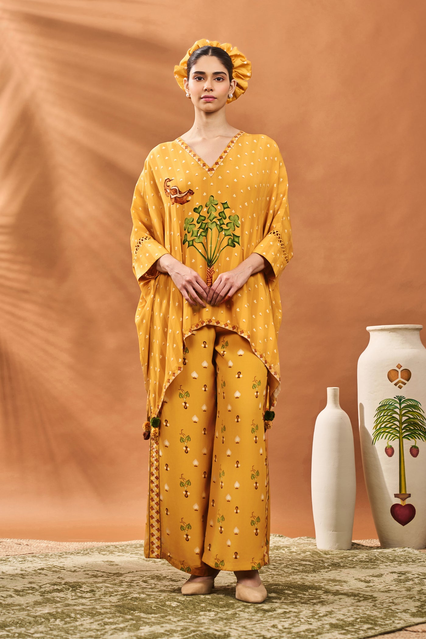 Masaba Ochre Spade Blossom Fusion Set indian designer wear online shopping melange singapore