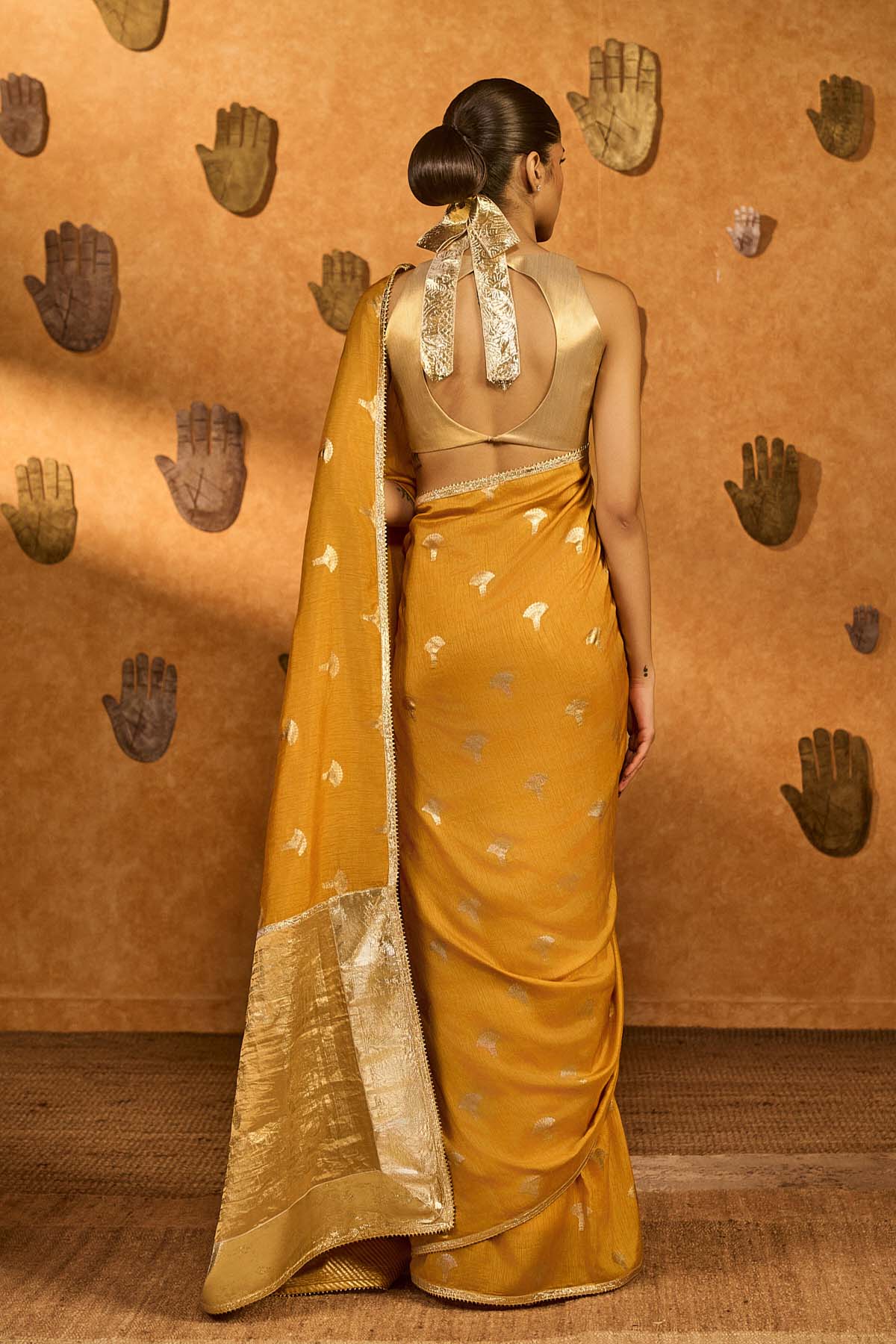 Masaba Ochre Tea Blossom Saree indian designer wear online shopping melange singapore 