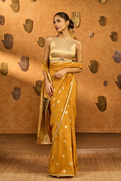 Masaba Ochre Tea Blossom Saree indian designer wear online shopping melange singapore 