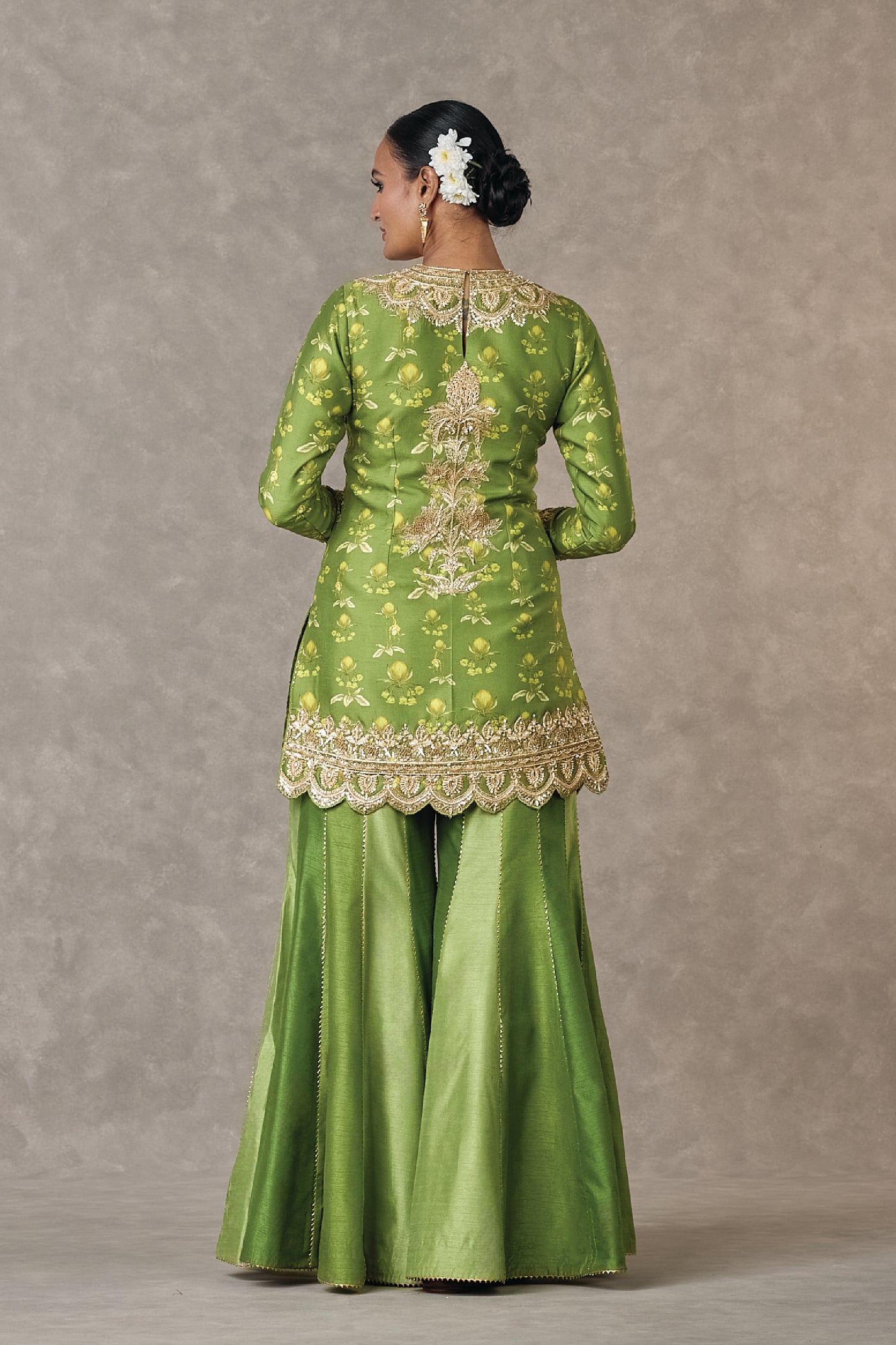 Masaba Olive Green Narangi Bagh Sharara Set indian designer wear online shopping melange singapore