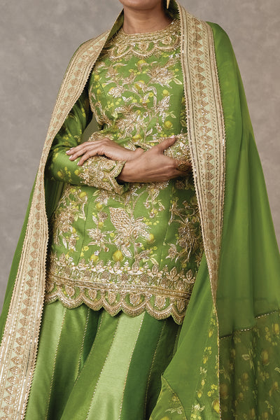 Masaba Olive Green Narangi Bagh Sharara Set indian designer wear online shopping melange singapore