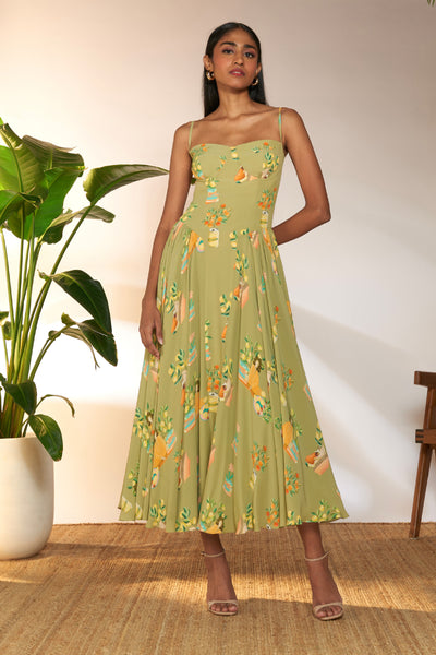 Masaba Olive Green Tangy Tango Corset Dress indian designer wear online shopping melange singapore