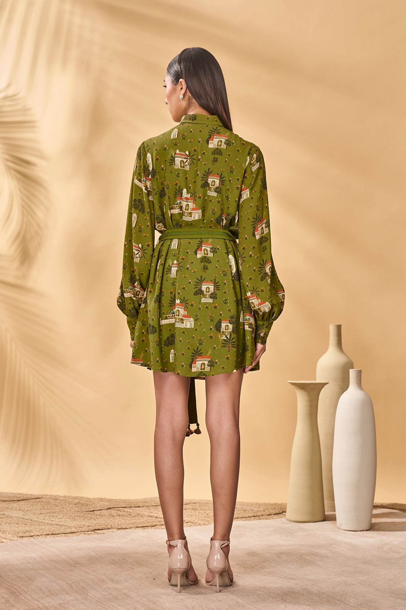 Masaba Olive Miniature Dreams Shirt Dress indian designer wear online shopping melange singapore