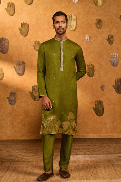 Masaba Menswear Olive Zen Kurta Set indian designer wear online shopping melange singapore 