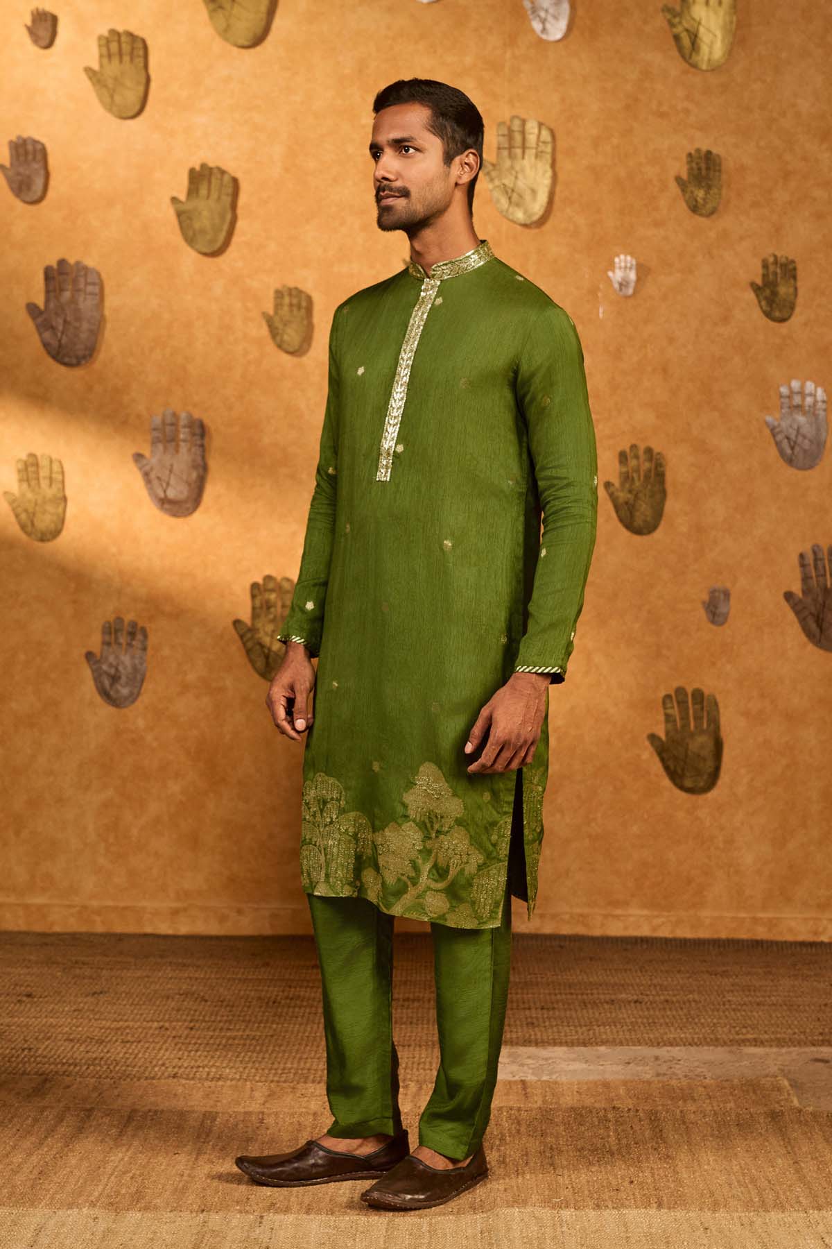 Masaba Menswear Olive Zen Kurta Set indian designer wear online shopping melange singapore 