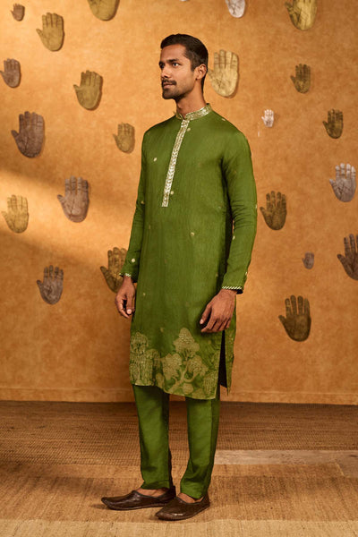 Masaba Menswear Olive Zen Kurta Set indian designer wear online shopping melange singapore 