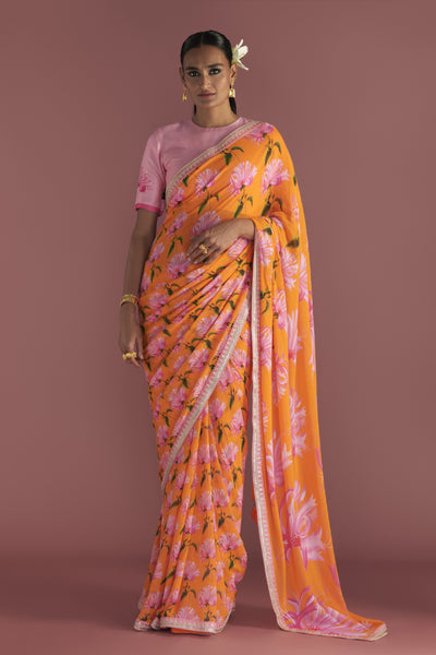 Masaba Orange Mist Saree Indian designer wear online shopping melange singapore