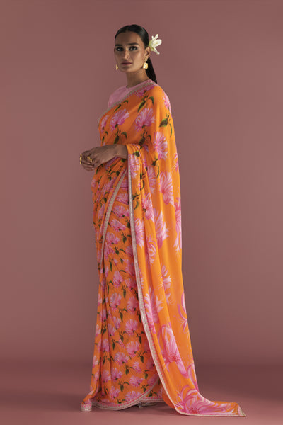 Masaba Orange Mist Saree Indian designer wear online shopping melange singapore