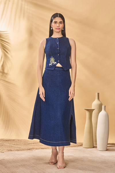 Masaba Paw-Tree Denim Set indian designer wear online shopping melange singapore